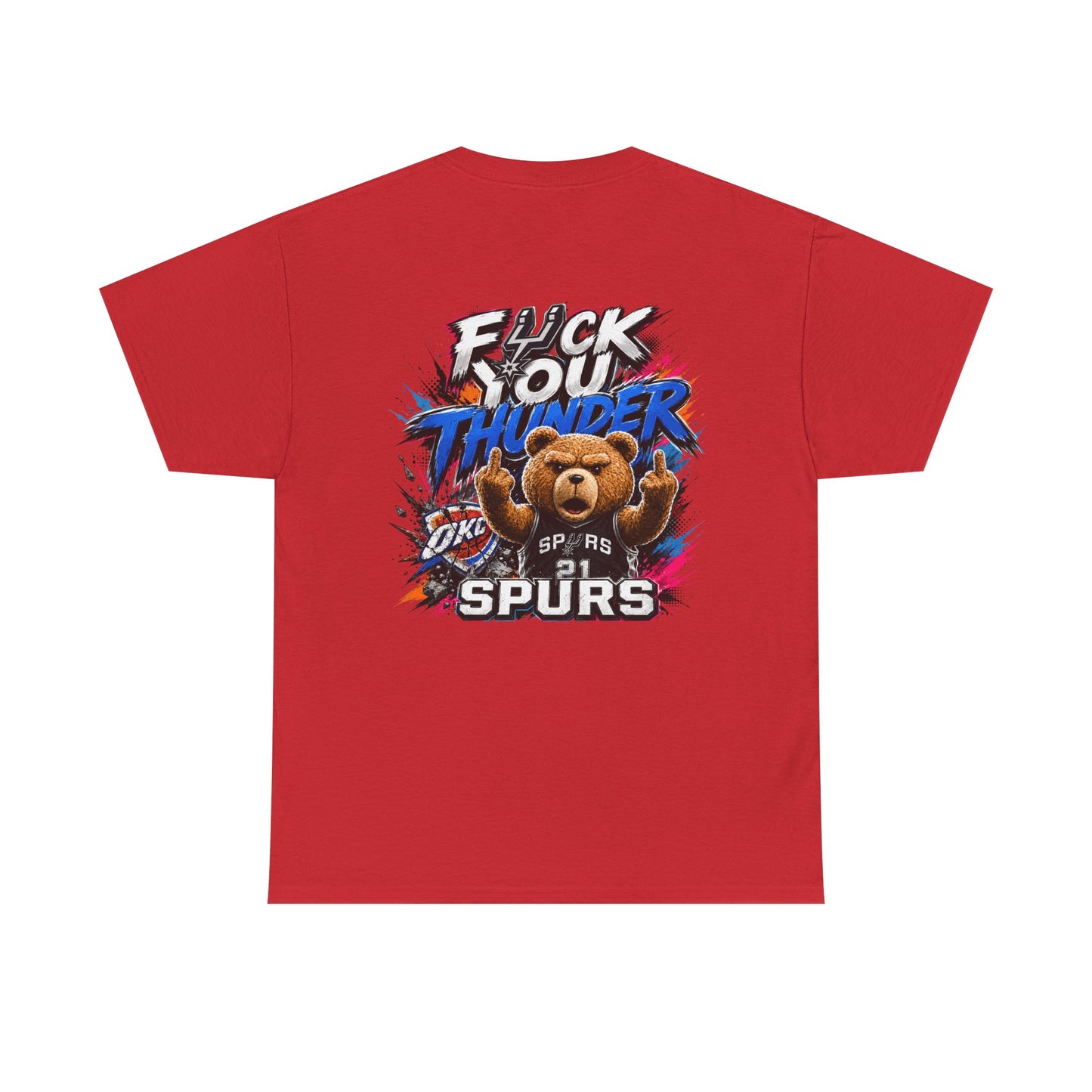 Graphic Tee — 'F*** You Thunder' Spurs Bear Basketball Shirt