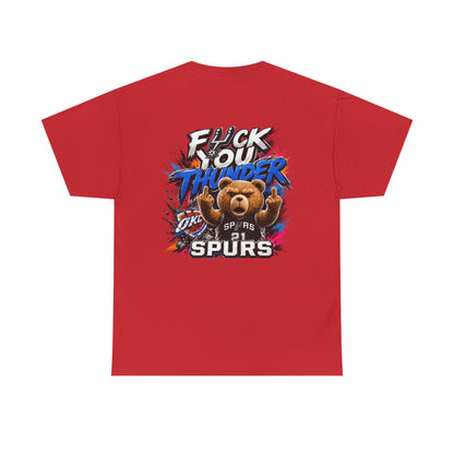 Graphic Tee — 'F*** You Thunder' Spurs Bear Basketball Shirt