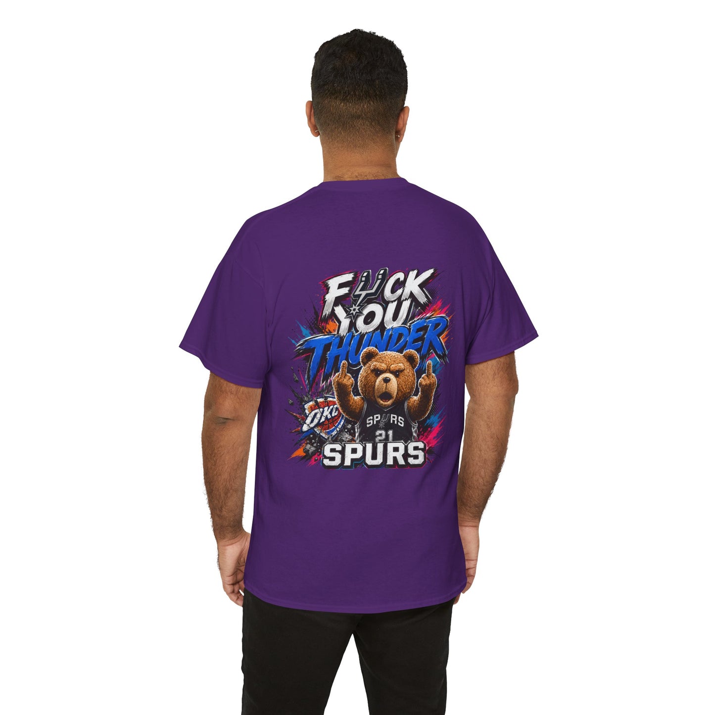 Graphic Tee — 'F*** You Thunder' Spurs Bear Basketball Shirt