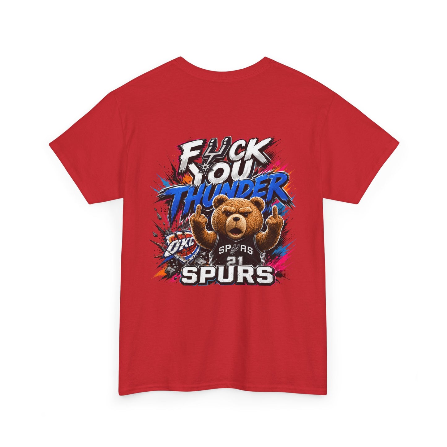 Graphic Tee — 'F*** You Thunder' Spurs Bear Basketball Shirt