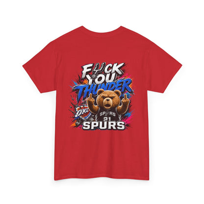 Graphic Tee — 'F*** You Thunder' Spurs Bear Basketball Shirt