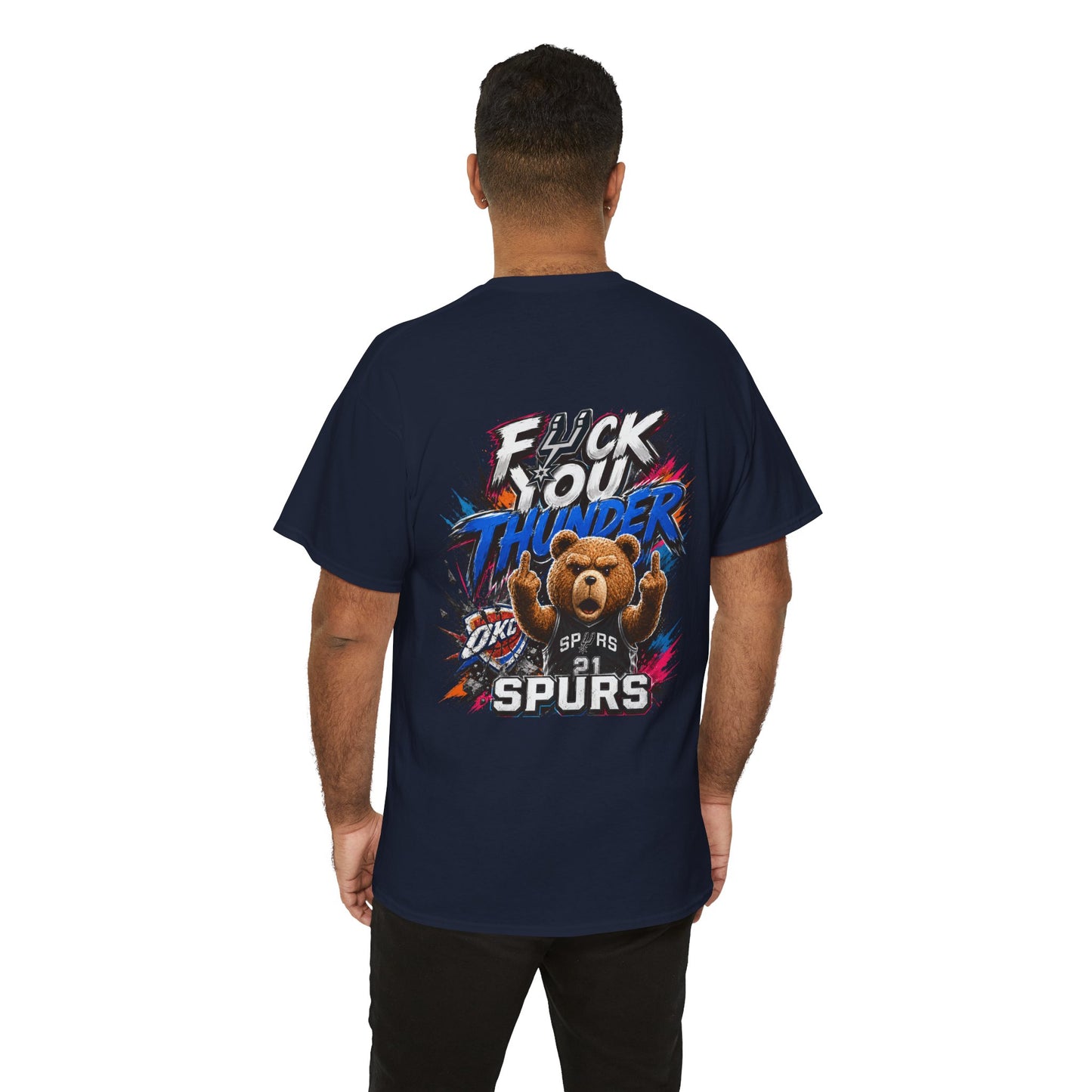 Graphic Tee — 'F*** You Thunder' Spurs Bear Basketball Shirt