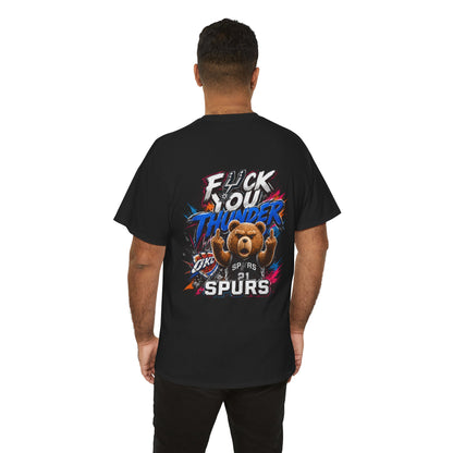 Graphic Tee — 'F*** You Thunder' Spurs Bear Basketball Shirt