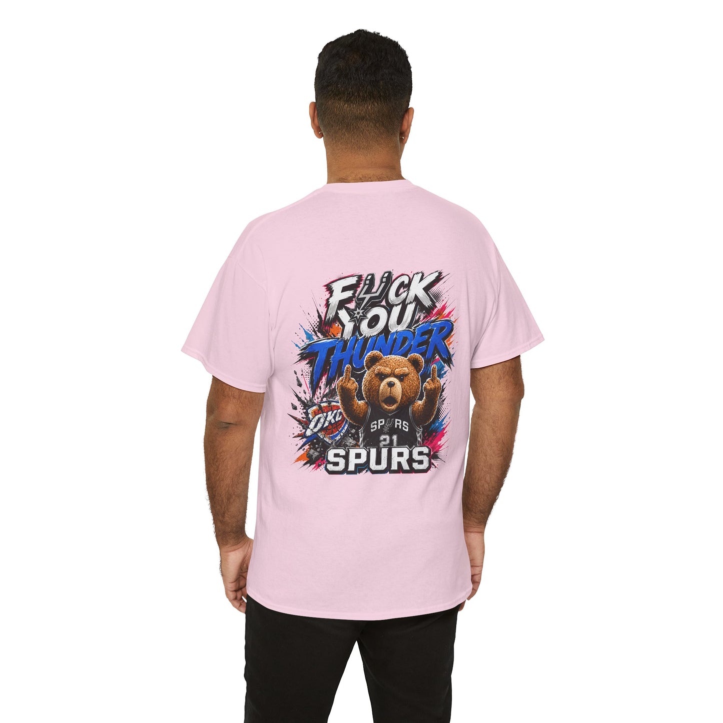Graphic Tee — 'F*** You Thunder' Spurs Bear Basketball Shirt