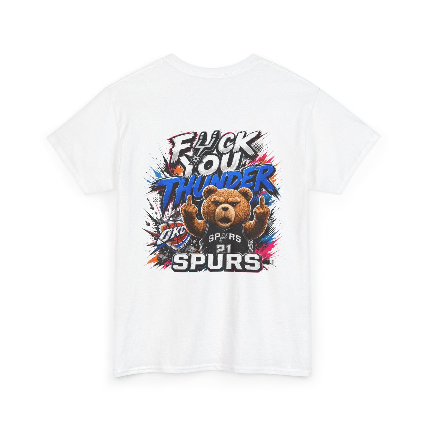 Graphic Tee — 'F*** You Thunder' Spurs Bear Basketball Shirt