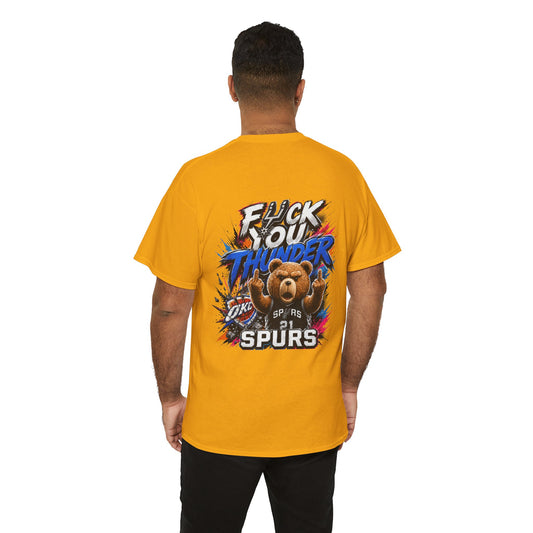Graphic Tee — 'F*** You Thunder' Spurs Bear Basketball Shirt