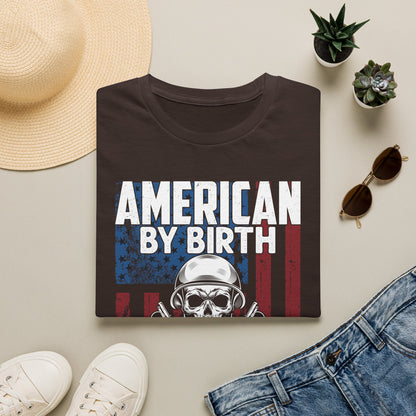 "American By Birth, Veteran By Choice" Patriotic Skull Veteran Tee