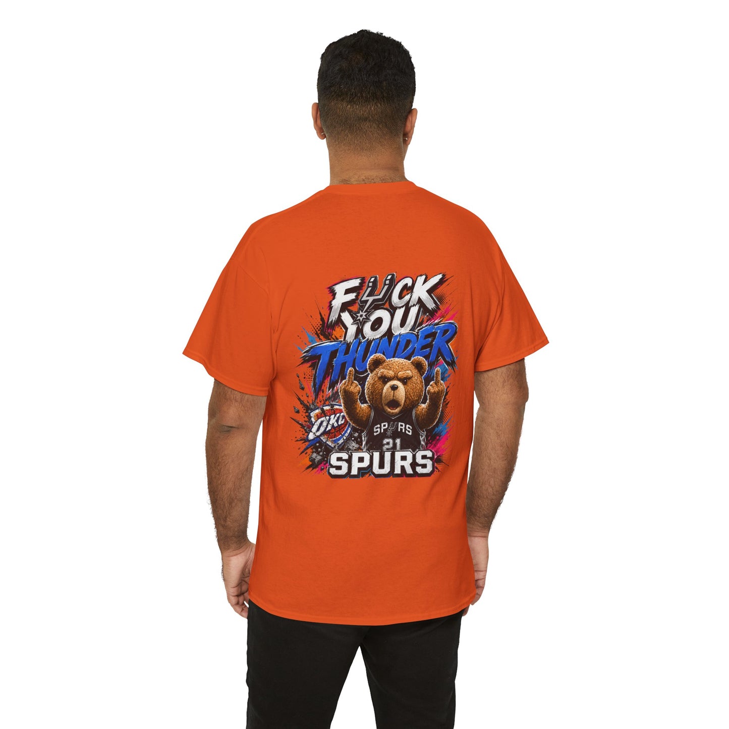 Graphic Tee — 'F*** You Thunder' Spurs Bear Basketball Shirt