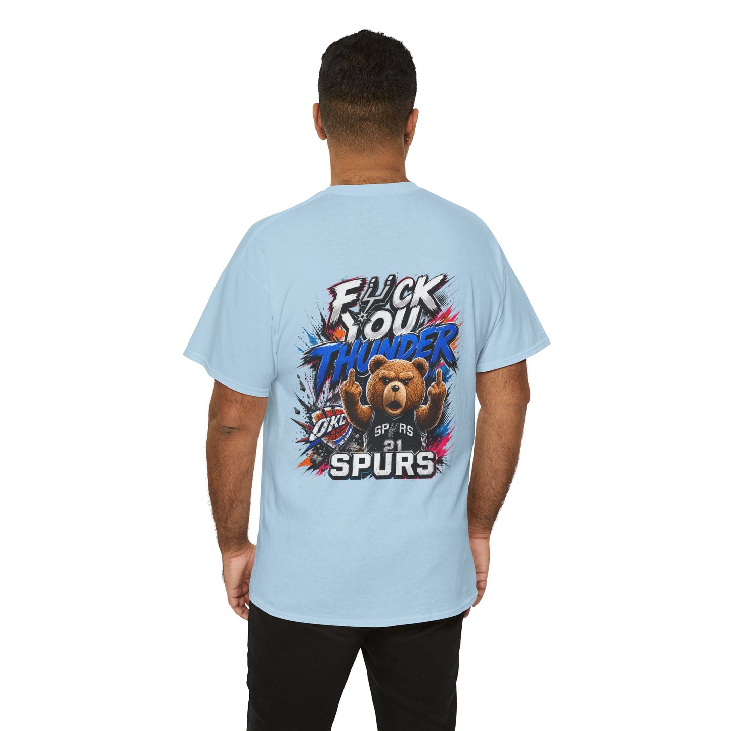 Graphic Tee — 'F*** You Thunder' Spurs Bear Basketball Shirt